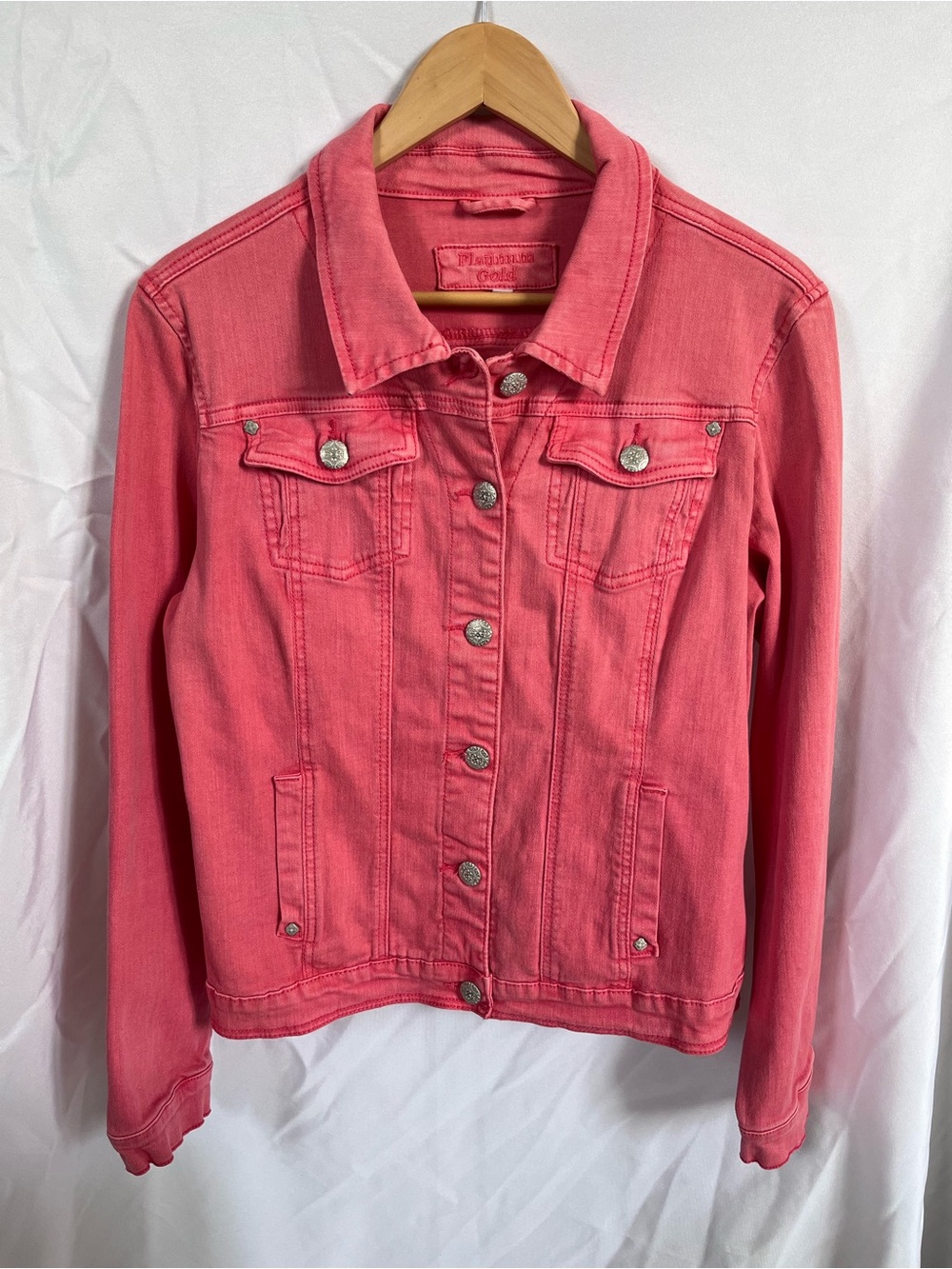 Women's Coral Denim Jacket - Classic Button-Front Jean Jacket